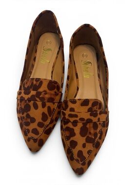SHEIN Leopard Print Pointed Loafers - Brown/Chocolate. Size 6.5